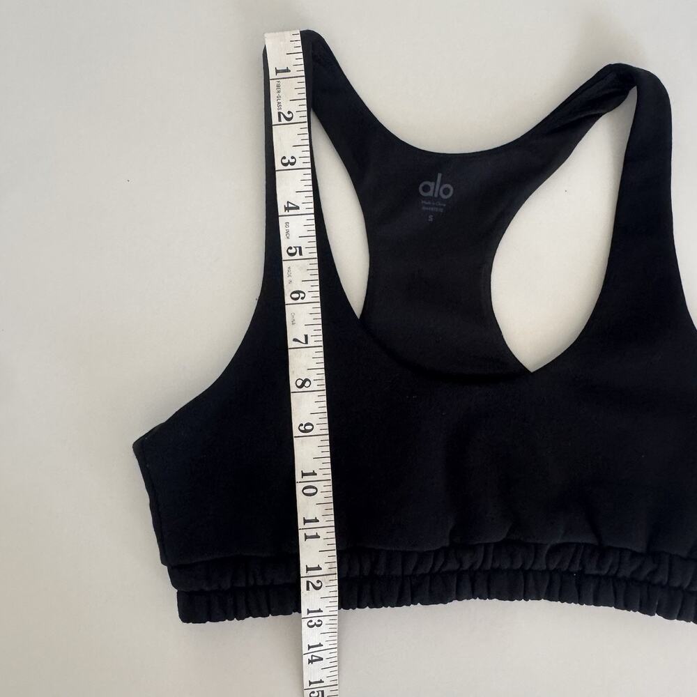 ALO Yoga Accolade Sweatshirt Scoop Neck Bra Size Small Solid Black Comfort EUC - Picture 7 of 8